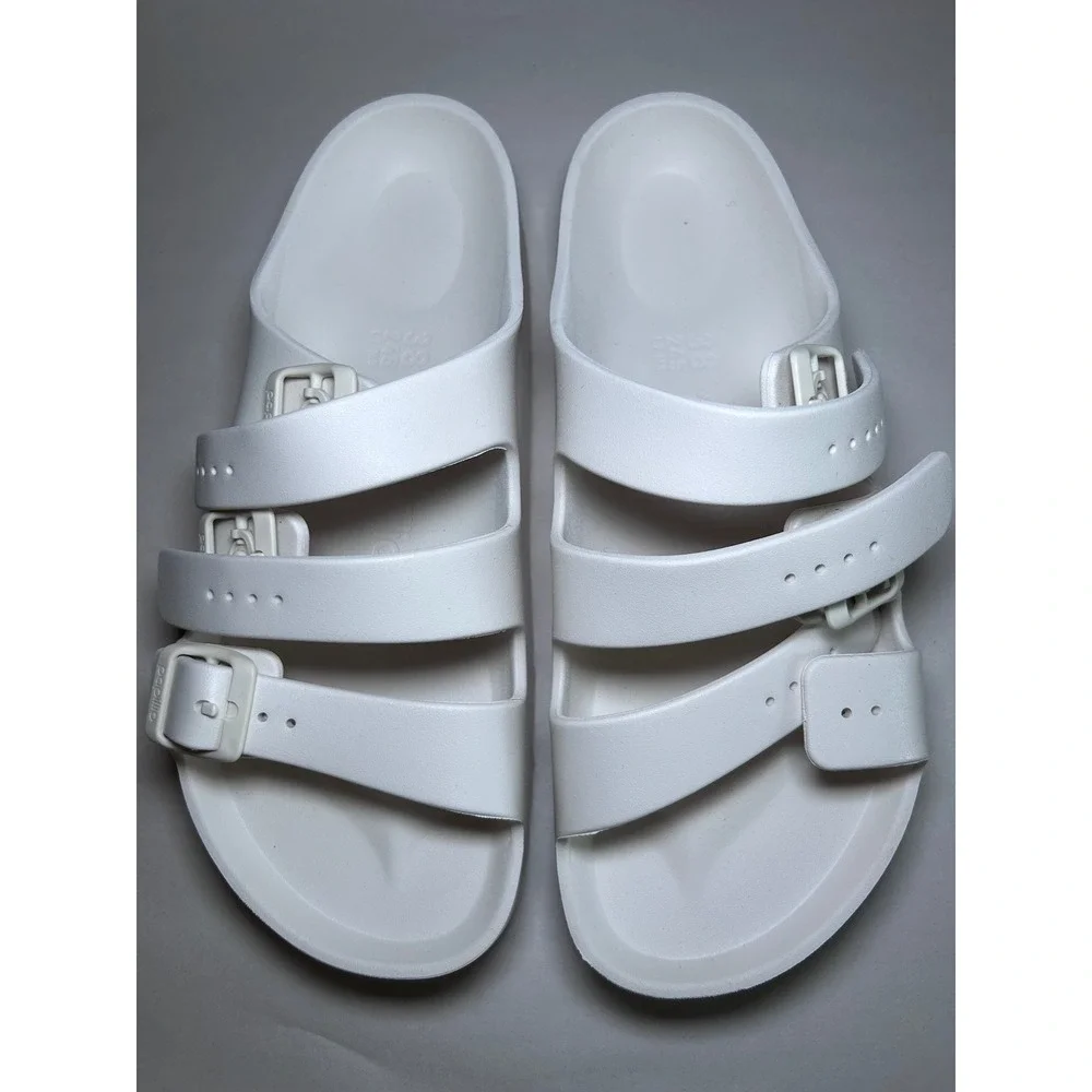 Papillio by Birkenstock White EVA Triple Strap Platform Slides Sandals Size 38